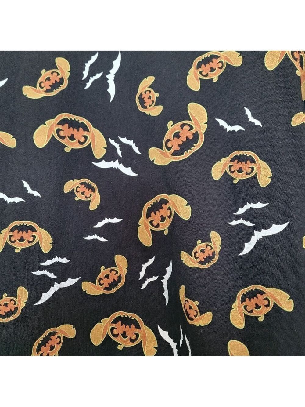 Juniors Disney Stitch Halloween Black Orange Pumpkin Bat Sweatshirt M (7-9) NWT - Picture 2 of 5